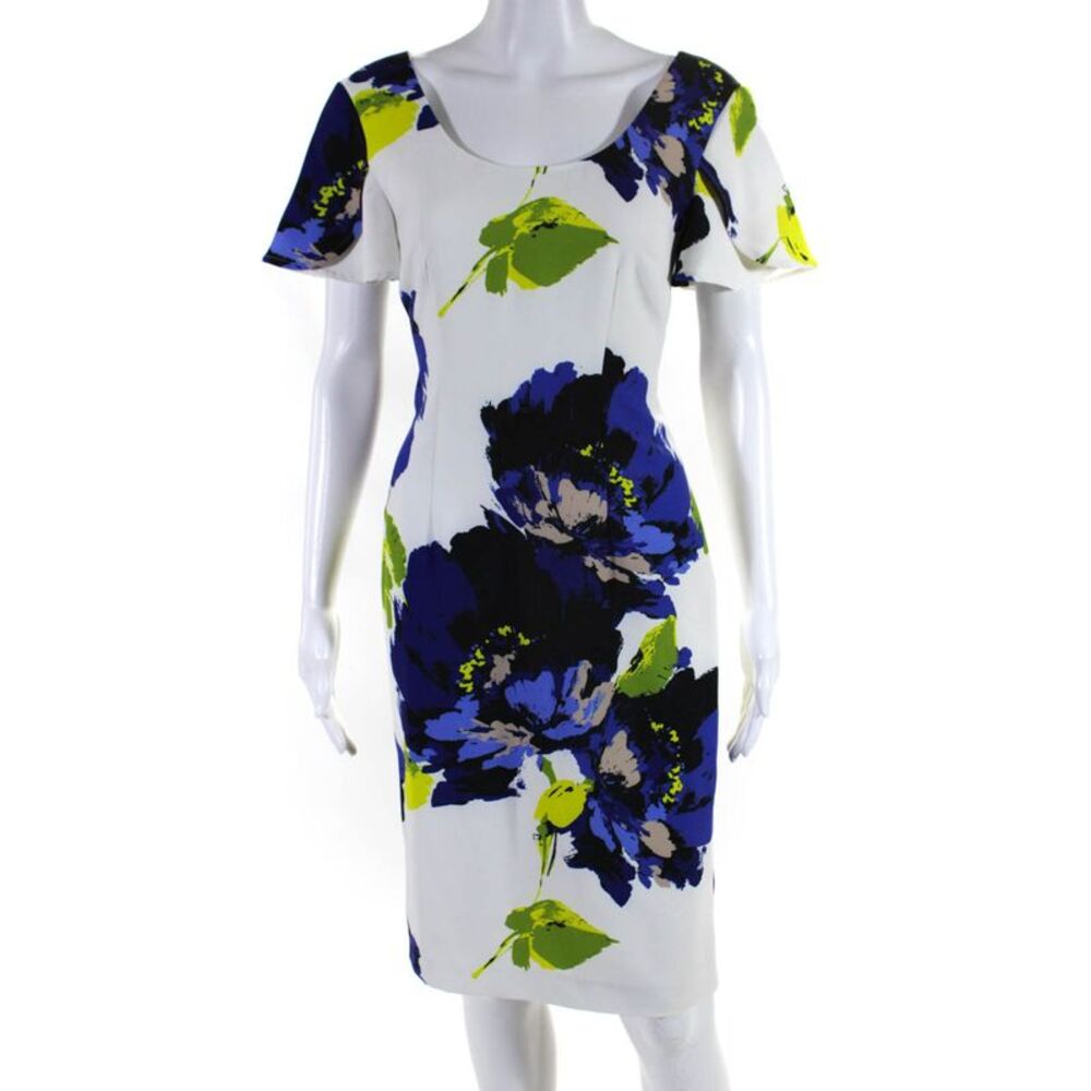 Trina Trina Turk Womens Floral Print Colorblock Zipped Midi Dress